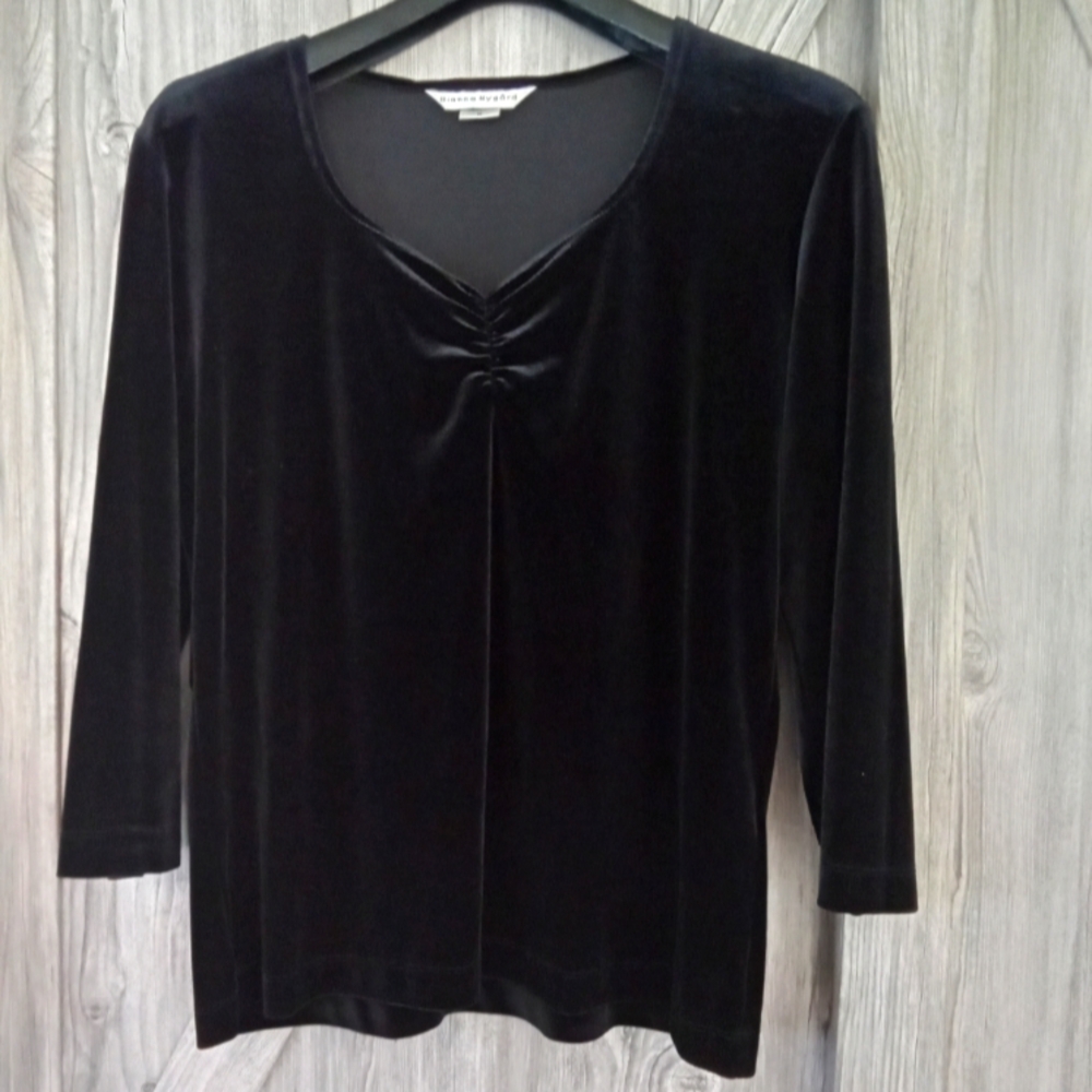 Bianca Nygard Black Stretch Velvet Top M/L